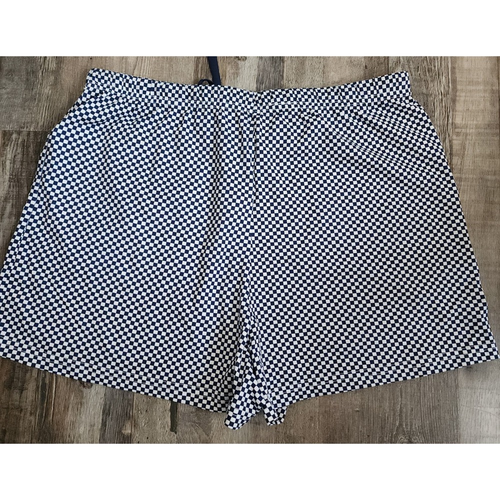 Life is Good Sleep Shorts Womens Medium Navy Blue Checkered Sun Smiley Lounge - Picture 6 of 6